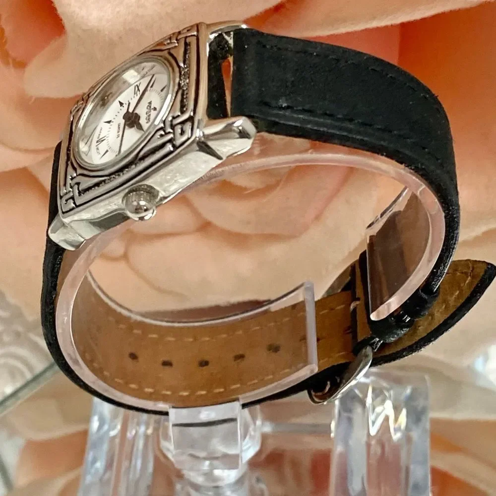 Peyote Bird Santa Fe White Dial Silver-tone Southwest Style Watch Leather Strap